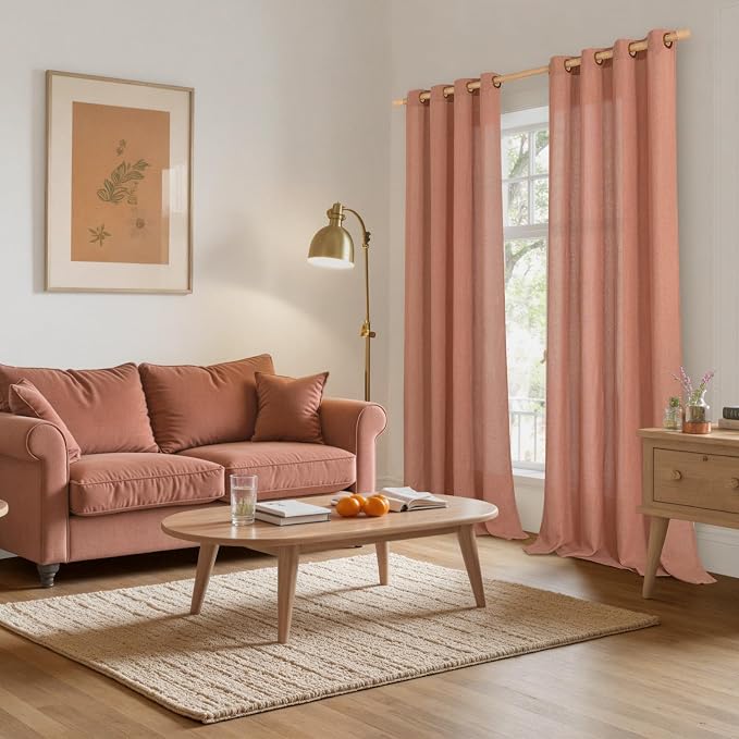 YoungsTex Terracotta Linen Curtains 102 Inch Length - Image 2