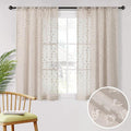 MYSKY HOME Pom Pom Beige Sheer Curtains for Bedroom Girls Room Curtains 63 inch Length for Nursery Kids Light Filtering Boho Window Drapes, Rod Pocket, 38" Wide, 2 Panels