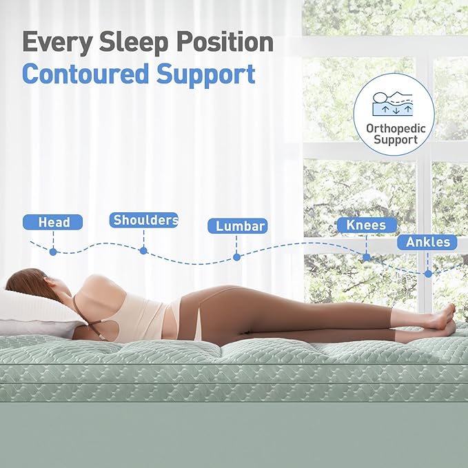 Dual Layer 3 Inch Memory Foam Mattress Topper Twin XL Size, 2 Inch Gel Memory Foam Plus 1 Inch Cooling Pillow Top Mattress Pad Cover, with 8-21 Inch Deep Pocket, Green