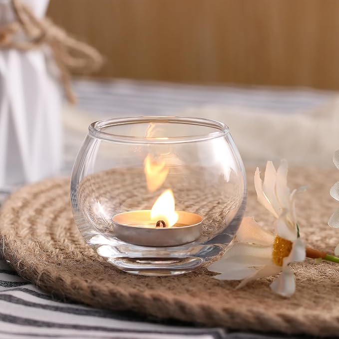 Volens Clear Votive Candle Holders Set of 12, Glass Tealight Candle Holder Bulk for Wedding Decor and Home Decor
