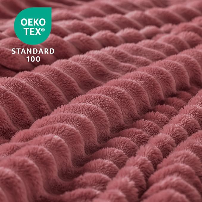 BEDELITE Ribbed Jacquard Brick Dust Fleece Twin Blanket - Image 4