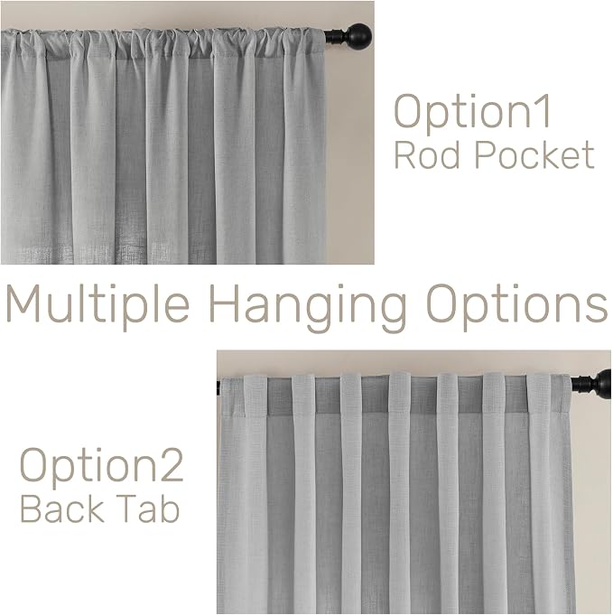Joydeco Linen Curtains for Living Room, Light Filtering Rod Pocket Back Tab - Image 4