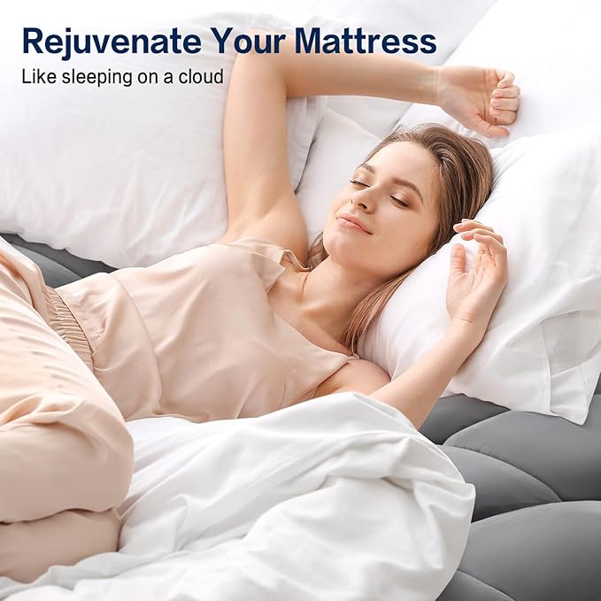 SOPAT Mattress Topper Twin XL Size Extra Thick Mattress Pad 8-21" Deep Pocket Soft Down Alternative Fill Mattress Protector Pillow Top Mattress Cover (39x80 Inches, Grey)