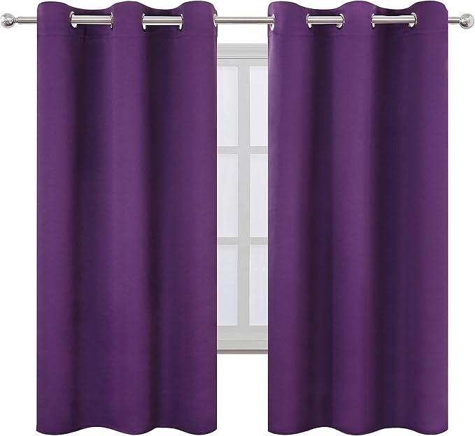 Purple Blackout Curtains 34 x 63 Inch Length/Set of 2 Curtain Panels/Thermal - Image 2