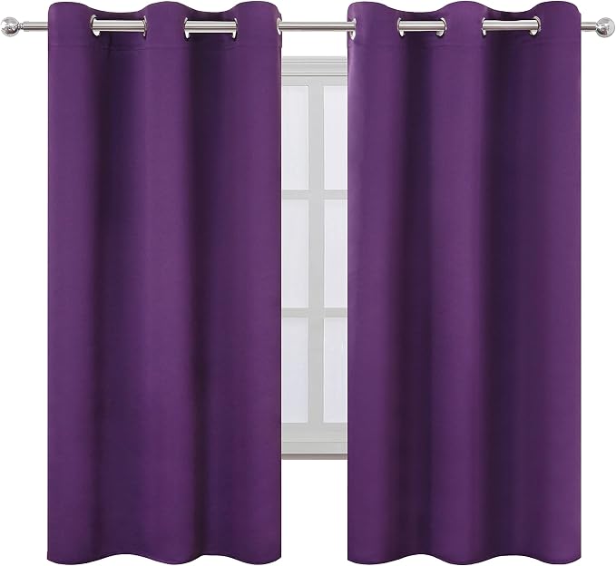 Purple Blackout Curtains 40 x 63 Inch Length/Set of 2 Curtain Panels/Thermal - Image 2