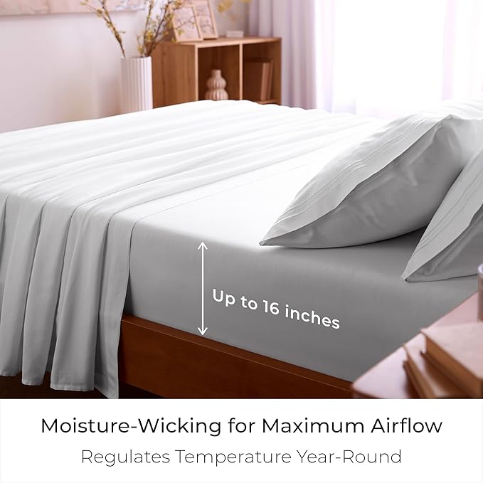 Mellanni California King Sheets Set - 4 PC Iconic Collection Bedding - Hotel Luxury, Extra Soft, Cooling Bed Sheets - Wrinkle, Fade, Stain Resistant (Cal King, White)