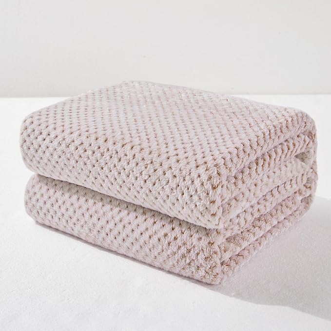 Exclusivo Mezcla Soft Waffle Fleece Bed Blanket King Size, Heather Tan | by ExclusivoMezcla