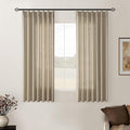 Grey Beige Pinch Pleat Linen Kitchen Curtains 45 Inches Long 2 Panels | by Twodrapes