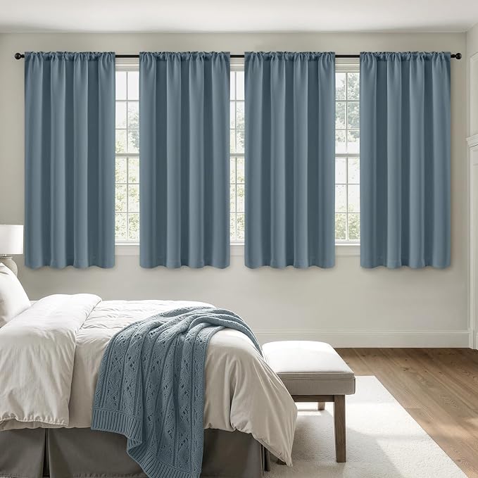 MIULEE Grey Blue Blackout Curtains 4 Panels Set 72 Inch Length Bedroom | by MIULEE