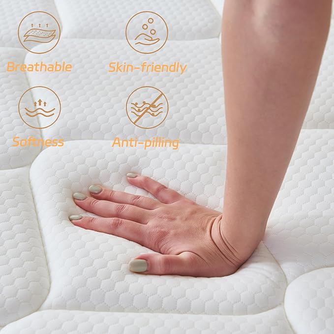 Queen Mattress, 10 Inch Queen Size Mattress in a Box, Memory Foam Hybrid Mattresses with Individual Pocket Spring for Motion Isolation & Silent Sleep, Pressure Relief, Medium Firm