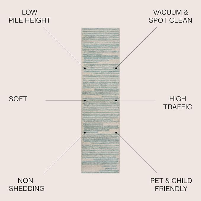 JONATHAN Y Khalil Modern Berber Stripe Cream/Turquoise Runner Rug, Contemporary - Image 3