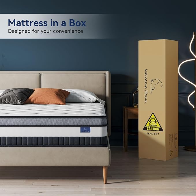 Vesgantti Queen Mattress 12 Inch Innerspring Multilayer Hybrid Queen Mattress - Ergonomic Design with Memory Foam and Pocket Spring Mattresses Queen Size - Box Top Series Medium Firm Feel