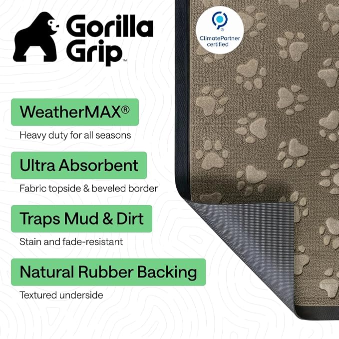 GORILLA GRIP 100% Waterproof All-Season WeatherMAX Doormat 35x23, US Designed - Image 2
