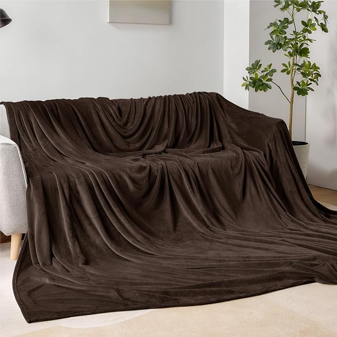 BEDELITE Fleece Blanket Soft Plush Oversized Bed Blanket Brown 120"x120" | - Image 3