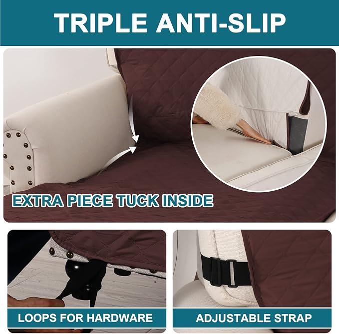 Turquoize 100% Waterproof Sofa Covers Chaise Lounge L Shape Sofa Protector - Image 4