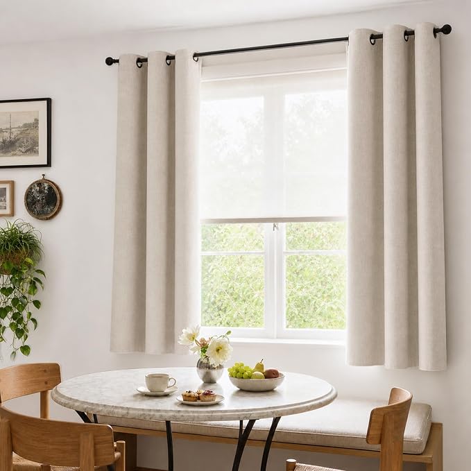 100% Blackout Linen Textured Short Small Curtains - Image 3