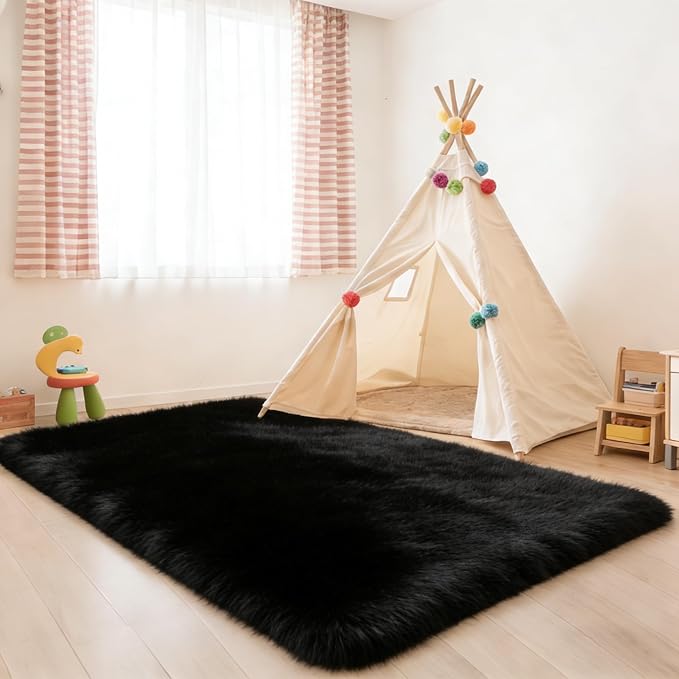 8x10 Area Rug Fluffy Shaggy Ultra Soft Faux Fur Non-Slip Machine Washable Carpet - Image 2