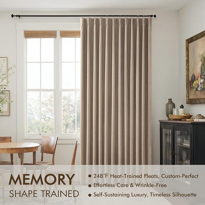 MIULEE Copper Brown Pinch Pleated 100% Blackout Linen Curtains 40x90 Inches | - Image 3