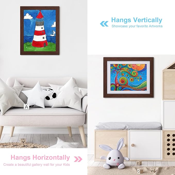 [3 Pack] Kids Art Frames, 10x12.5 Front Opening Kids Artwork Frames Changeable, Displays 8.5x11 With Mat and 10x12.5 Without Mat, Holds 50 Pcs, for 3D Picture, Crafts, Hanging Art, Portfolio Storage
