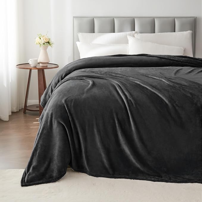 BEDELITE Fleece Blanket Soft Plush King Bed Blanket Charcoal Grey 108"x90" | - Image 6