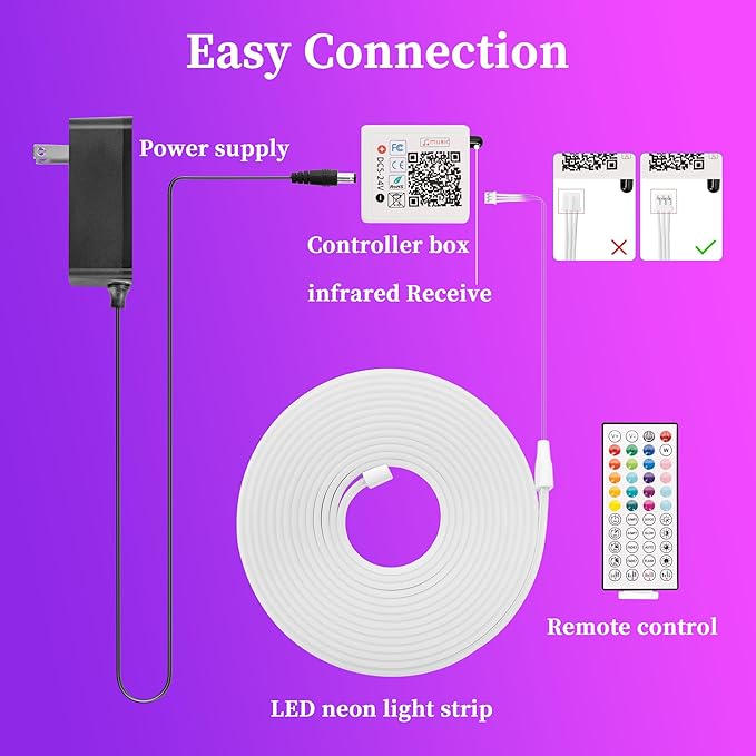 Neon Rope Lights, 50Ft RGB LED Strip Lights - App & Remote Control, Music Sync, IP67 Waterproof, Flexible Cuttable Neon Lights for Bedroom, Gaming, Party, Outdoor Decor, Multiple Modes
