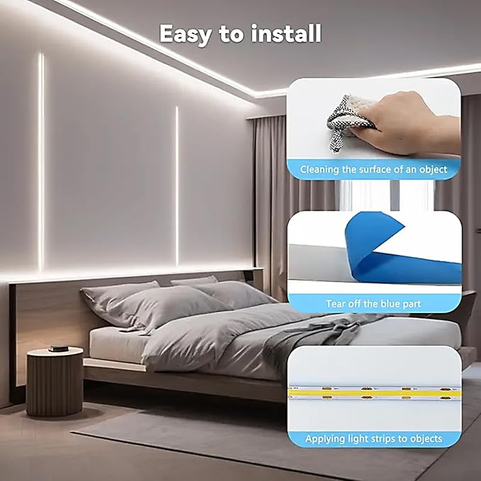A 5V USB LED Light Strip, COB LED Strip Lights, White 5V LED Lights, Small LED Strip Light, TV Lights for TV Under Cabinet Kitchen Living Room Shelving or Displays (White, 3.28ft)
