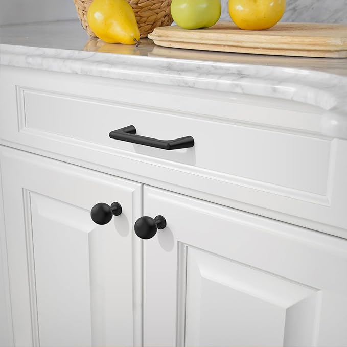 Amerdeco 10 Pack Matte Black Cabinet Pulls 3 Inch(76MM) Hole Centers Kitchen Cabinet Handles Hardware Kitchen Handles for Cabinets Cupboard Handles Drawer Pulls ZH0041