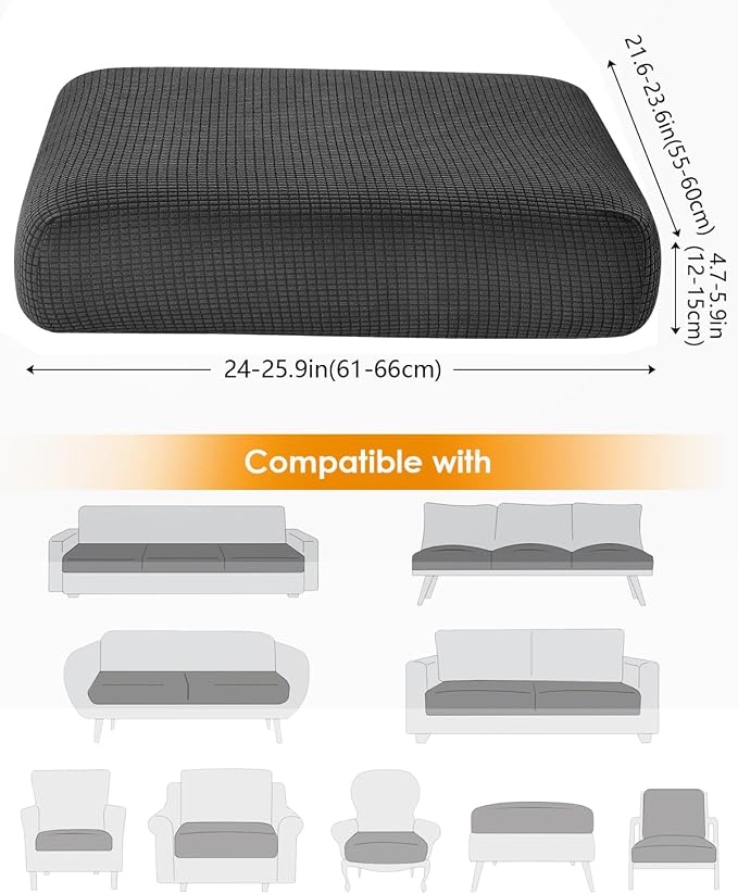 Fuloon Couch Cushion Slipcover, Super Stretch Individual Sofa Covers | 3 Pack - Image 3