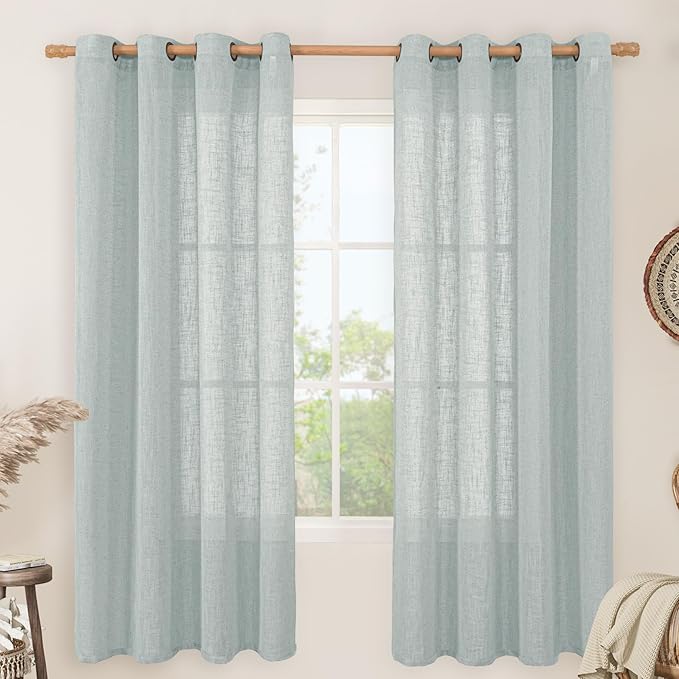 Linen Blended Curtains 72 inch for Bedroom, Linen Textured Light Filtering by LAMIT