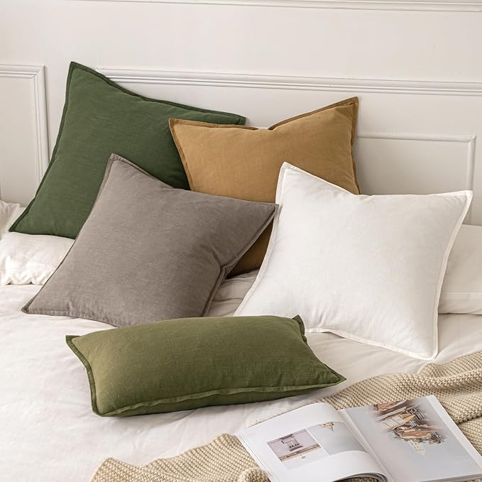 MIULEE Decorative Linen Pillow Covers 20x20 Inch Dune | Boho Farmhouse​ ​Fall - Image 5