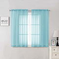 Aqua Sheer Curtains for Bedroom 54 Inch Length 2 Pcs, Rod Pockets Solid Color by Lecloud