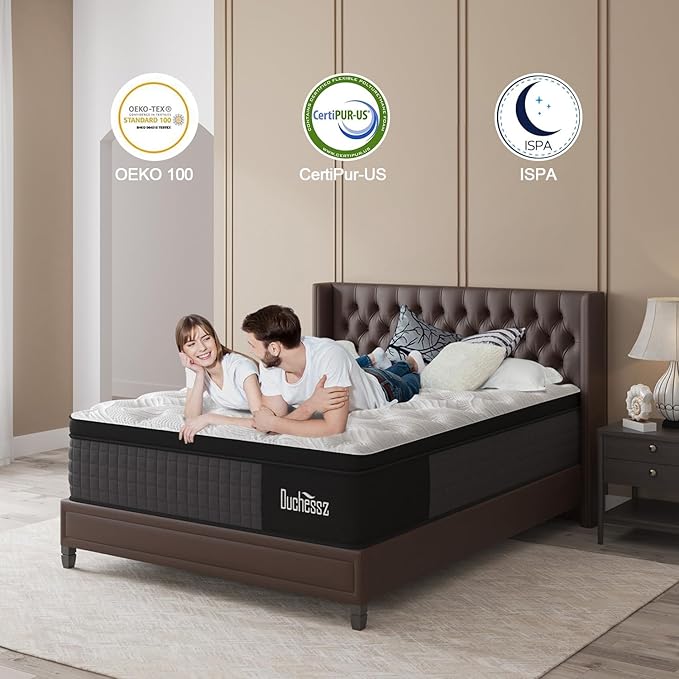Queen Mattress, 12 Inch Hybrid Mattresses Eurotop with Gel Memory Foam,Motion Isolation Individually Wrapped Pocket Coils Breathable Comfort Soft Pressure Relief 100 Night Trial