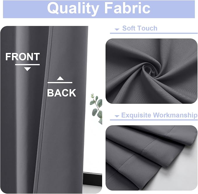 Simplebrand Ava Grey Short 30 Inches Blackout Curtain 2 Panels Set, Half Window - Image 4