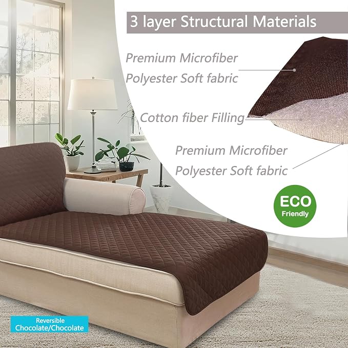 U-NICE HOME Sectional Couch Cover Chaise Lounge Cover, Chocolate | Washable - Image 5