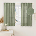 Sage Green Linen Curtains 48 Inch Length 2 Panels, 34 x 48 Inch | Semi Sheer by LAMIT