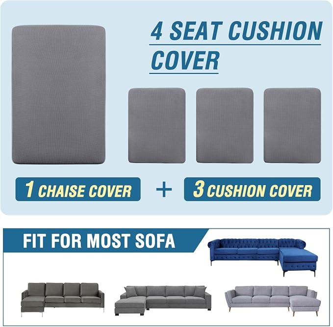 H.VERSAILTEX Sectional Couch Covers 4 Pieces Sofa Seat Cushion Covers L Shape - Image 8