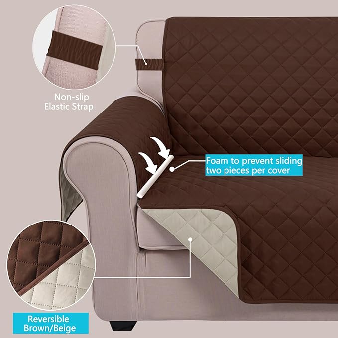 U-NICE HOME 4 Seater Sofa Cover 91''Large Couch Cover, Pet Friendly, Elastic - Image 3