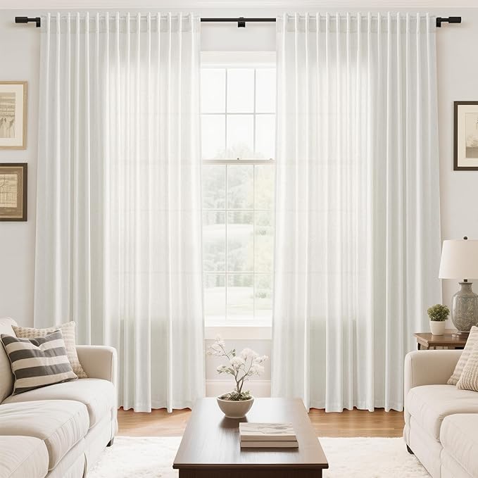 Extra Wide Linen Curtains for Living Room Bedroom 84 Inches Long Light - Image 6