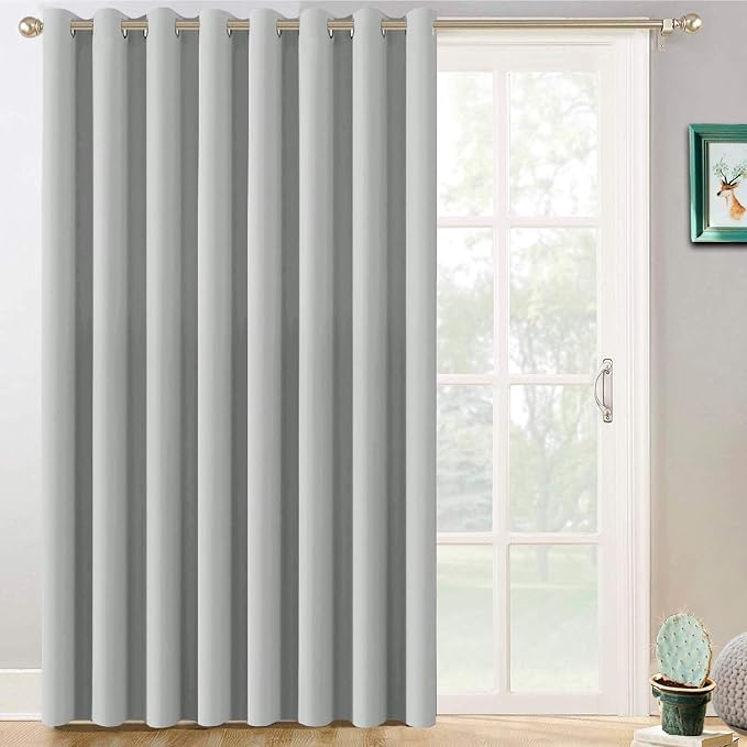 Yakamok Light Grey Room Darkening Curtains 96 inch Sliding Door Drapes | 1 by Yakamok