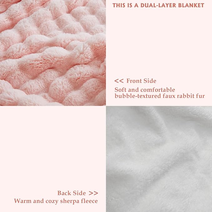 50x60 Inches Ultra-Soft Fuzzy Faux Fur Plush Throw Blanket - Image 3