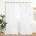 Extra Long White Linen Semi Sheer Curtains 90 Inch Length 2 Panels | Light by YoungsTex