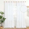 Extra Long White Linen Curtains 102 Inch Length by YoungsTex