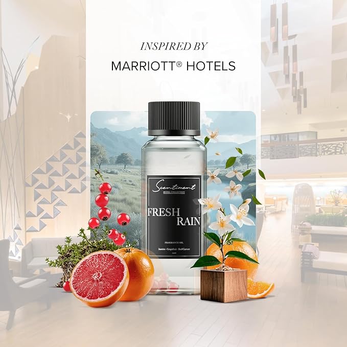 Scentiment Diffuser Oil - Fresh Rain | Aromatherapy Home Fragrance |Inspired by Luxury Five Star Hotels | Luxurious Scent with Notes of Fresh Grapefruit and Crisp Red Currant (50 mL)