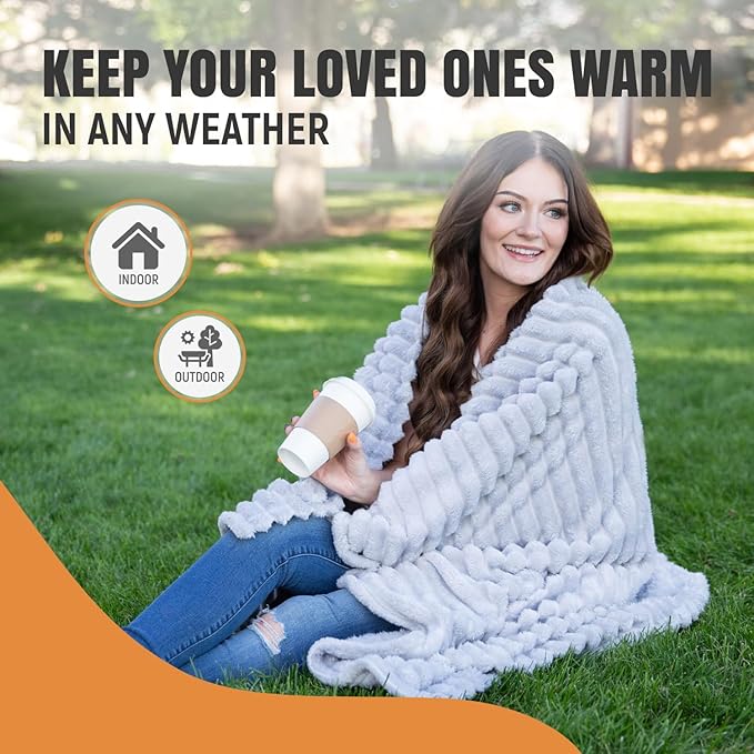 GO Premium Plush Soft Throw Blanket for Couch - Light Gray Fleece Blanket for Living Room, Bedroom, Home Decor - Small Couch Blanket for Men, Women (50x60 Inches)