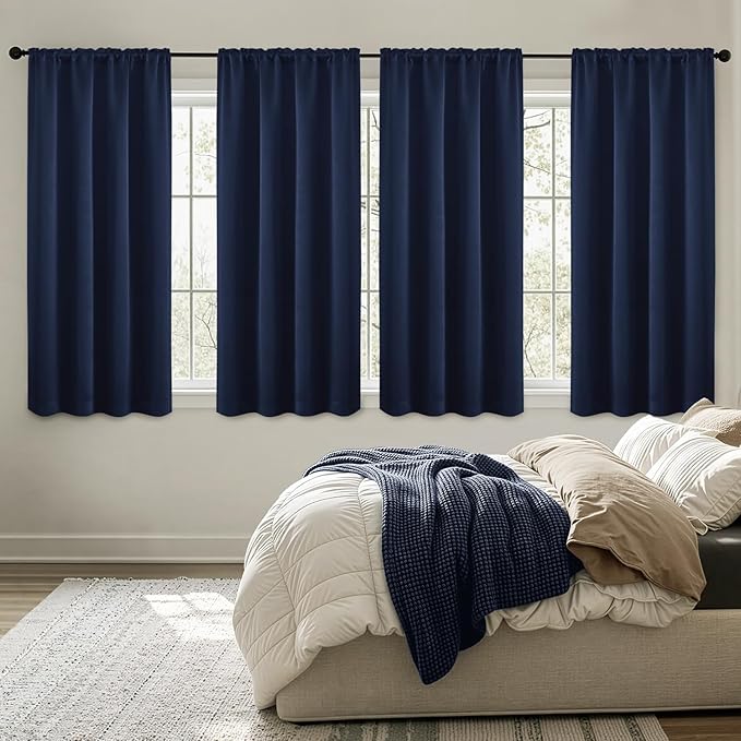 MIULEE Navy Blue Blackout Curtains 4 Panels Set 72 Inch Length Bedroom | by MIULEE