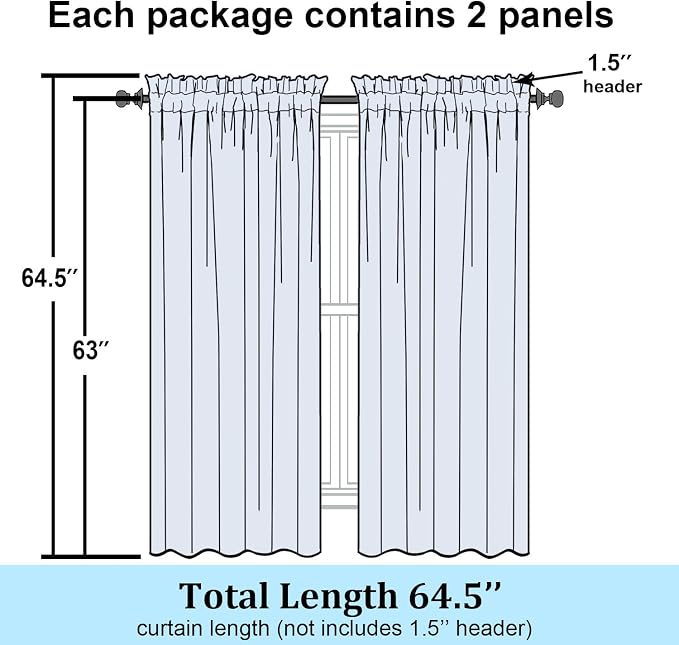 Simplebrand Hot Pink Sheer Curtains 63 Inch Length 2 Panels, Rod Pocket Solid - Image 8