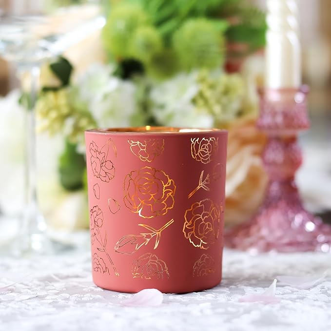 SHMILMH Thanksgiving for Mom from Son Daughter, Mothers Day Table Decoration 4 PCS, Glass Candle Jar Votive Candle Holder for Mother's Birthday Party Decor