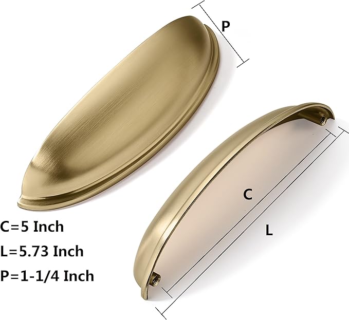 khtumeware 10 Pack 5" Drawer Pulls Champagne Bronze Cabinet Cup Pulls Kitchen Hardware Cabinet Handles Drawer Handles Knobs 5 inch Hole Center