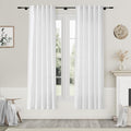 White Linen Curtains 70 Inches Long 2 Panels Set Back Tab Rod Pocket Light by Nanspring