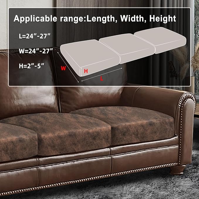 ANARACHON Leather Look Couch Cushion Covers Sofa Seat Slipcovers Sets Couches - Image 3